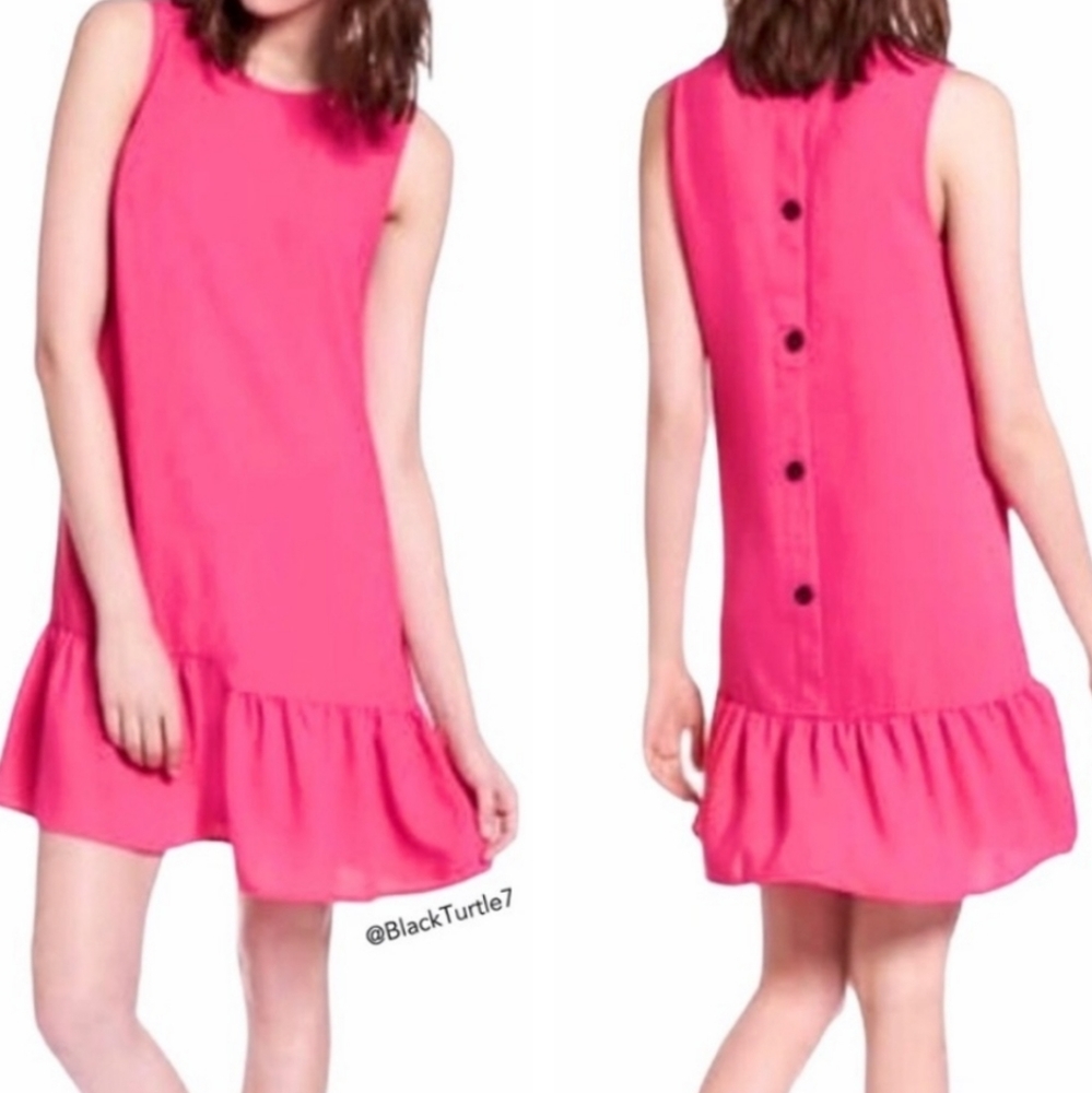 HALOGEN ruffle drop waist sleeveless dress NWT